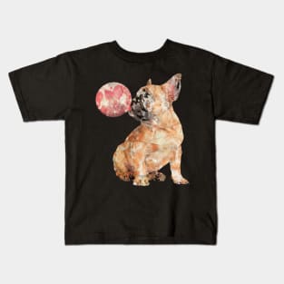 French bulldog watercolor bubble gum Kids T-Shirt